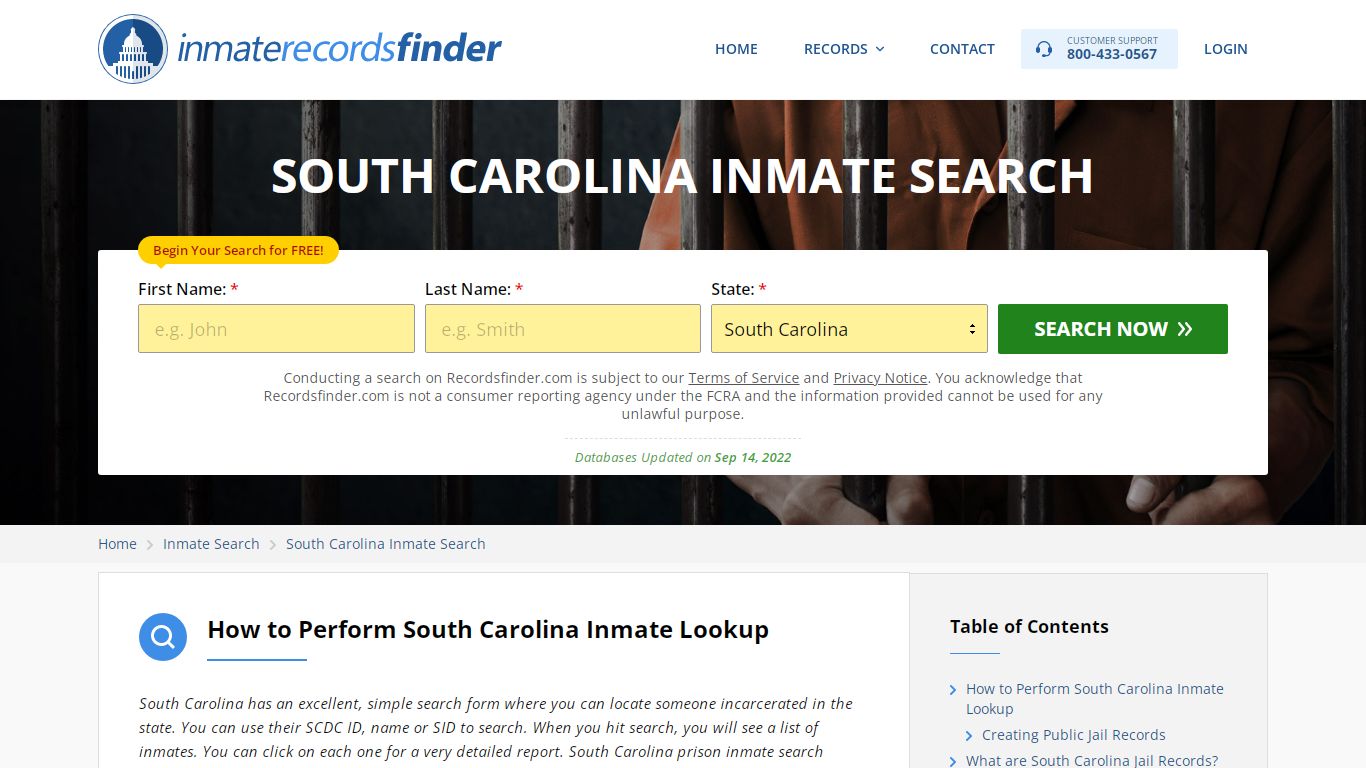 South Carolina Inmate Search - Jail & Prison Records Online - RecordsFinder